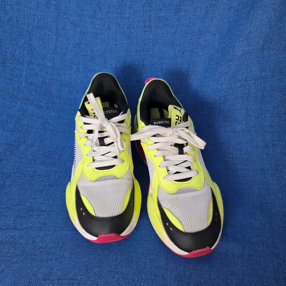 Puma RS-X Electric Lights Chunky Sneakers Neon Yellow Pink Women's Size 10